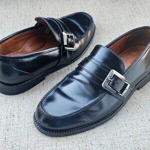 G.H Bass Men Shoes Slip On Side Buckle Black Patent Leather Size 9M
